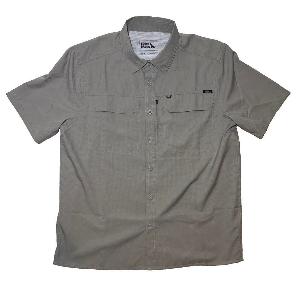 Eddie Bauer Men’s Button Up Shirt Size M Gray  Short Sleeve